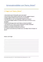 Vorschau - Arbeitsblätter - Konversationsblätter zum Thema "Reisen" - Deckblatt
