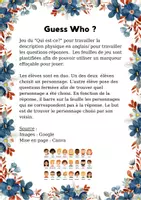 Aperçu - Jeux - Anglais - Guess who - Page de couverture