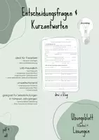 Vorschau - Arbeitsblätter - Entscheidungsfragen & Kurzantworten (simple present) - Deckblatt