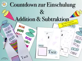 Vorschau - Mal- und Bastelvorlagen - COUNTDOWN bis zur Einschulung / Ende der Kitazeit & RECHNEN ÜBEN mit Schultüten - Deckblatt