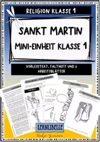 Vorschau - Unterrichtsreihen - Sankt Martin Klasse 1 - Vorlesetext, Faltheft basteln und 2 AB's - Religion Grundschule - Deckblatt