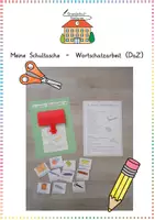 Vorschau - Arbeitsblätter - Meine Schultasche: Bastelprojekt (Wortschatzarbeit & Farbdiktat) - DaZ / Deutsch - Kl. 1/2 - Deckblatt
