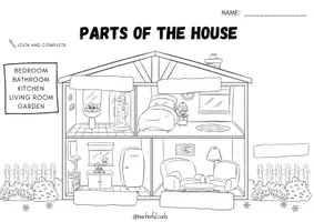 Vista previa - Hojas de trabajo - The House PACK - Learning Stations - Partes de la casa - página 3