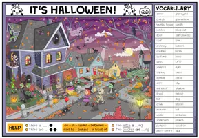 Vorschau - Arbeitsblätter - Halloween - Wimmelbild + Aufgaben (Englisch 3.-5. Schulstufe) - Seite 2
