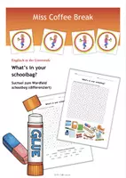 Vorschau - Spiele - What‘s in your schoolbag? (Suchsel) - Deckblatt