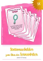 Vorschau - Stationenlernen - Stationsschilder Lernwörterstationen (wachsendes Material) - Deckblatt