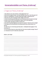 Vorschau - Arbeitsblätter - Konversationsblätter zum Thema "Ernährung" - Deckblatt