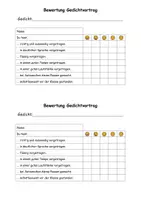 Vorschau - Arbeitsblätter - Bewertung Gedichtvortrag - Bewertung Präsentation - Deckblatt