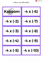 Aperçu - Jeux - Jeu KABOOM - Tables avec des entiers - Page 1