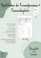 Vorschau - Arbeitsblätter - Objektformen der Personalpronomen & Possessivbegleiter - Deckblatt