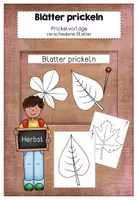 Vorschau - Stationenlernen - Vorlage: Herbstblätter prickeln - Deckblatt