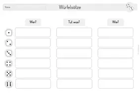 Vorschau - Arbeitsblätter - Sätze würfeln: Vorlage - Seite 2