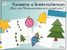 Vorschau - Arbeitsblätter - Nachspuren & Schwungübungen „WEIHNACHTEN: Hilf, den Weihnachtsbaum zu schmücken! - für Rechts- & Linkshänder - Deckblatt