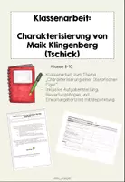 Vorschau - Klassenarbeiten - Klassenarbeit Tschick mit EWZ: Charakterisierung Maik Klingenberg - Deckblatt