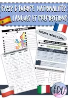 Vorschau - Arbeitsblätter - Paket FRANZÖSISCH - Pays d'Europe, nationalités, langues, prépositions - Deckblatt