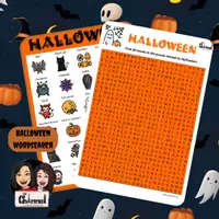 Vista previa - Hojas de trabajo - Halloween - 20 words wordsearch +visual dictionary Colour - Portada