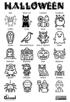 Vista previa - Hojas de trabajo - Halloween - 20 Wordsearch + visual dictionary B&W - página 1