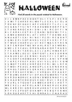 Vista previa - Hojas de trabajo - Halloween - 20 Wordsearch + visual dictionary B&W - página 2