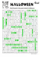 Vista previa - Hojas de trabajo - Halloween - 20 Wordsearch + visual dictionary B&W - página 3