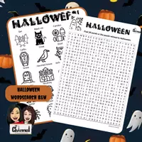 Vista previa - Hojas de trabajo - Halloween - 20 Wordsearch + visual dictionary B&W - Portada