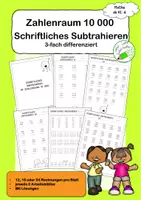 Vorschau - Arbeitsblätter - Schriftliches Subtrahieren - Zahlenraum 10000 - 3fach differenziert - Deckblatt