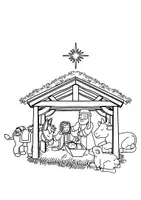 Vorschau - Mal- und Bastelvorlagen - Ausmalbild "Weihnachtskrippe" - Seite 1