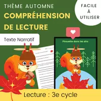 Aperçu - Feuilles d'exercices - Compréhension de Lecture AUTOMNE Texte Narratif à Imprimer - Page de couverture