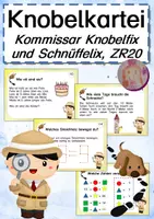 Vorschau - Aufgabenkarten - Knobelkartei, Mathe ZR20: Knobelfix und Schnüffelix - Deckblatt