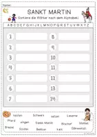Vorschau - Arbeitsblätter - Sankt Martin - Wörter nach dem Alphabet sortieren FREEBIE - Seite 1