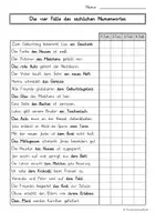 Vorschau - Arbeitsblätter - Arbeitsblatt Die vier Fälle des sächlichen Namenwortes/Nomens - Deckblatt