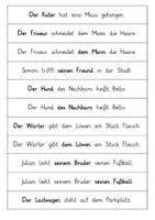 Vorschau - Arbeitsblätter - Satzstreifen Die vier Fälle des männlichen Namenwortes/Nomens - Seite 2