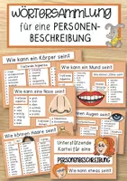 Vorschau - Anderer Materialtyp - Wörtersammlung für eine Personenbeschreibung - Deckblatt