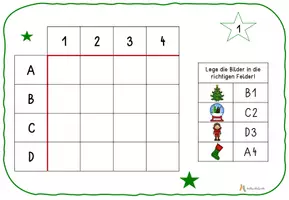 Vorschau - Stationenlernen - Gitternetz weihnachtlich - Legespiel Koordinaten - Seite 2