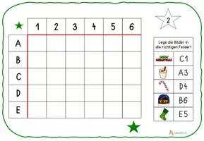 Vorschau - Stationenlernen - Gitternetz weihnachtlich - Legespiel Koordinaten - Seite 3