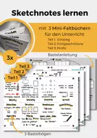 Vorschau - Arbeitsblätter - Sketchnotes lernen mit 3 Mini-Faltbüchern (Bundle Teil 1-3) - Deckblatt