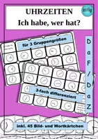 Vorschau - Spiele - Uhrzeit - Ich habe wer hat? 6 Versionen, inkl. Tafelmaterial - Deckblatt