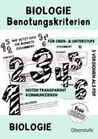 Vorschau - Anderer Materialtyp - Notenkriterien Biologie Transparenz 5 Versionen - Deckblatt