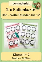 Vorschau - Stationenlernen - Uhr -Volle Stunden bis 12 (Folienkarten) - Deckblatt