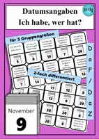 Vorschau - Spiele - Datum & Ordnungszahlen Ich habe wer hat - 6 Versionen schlicht - Deckblatt