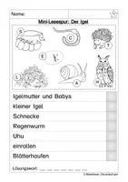 Vorschau - Arbeitsblätter - Lesespur Igel - Seite 1