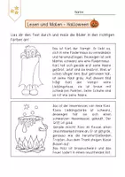 Vorschau - Arbeitsblätter - Lesen und Malen Halloween-Set 3fach-differenziert - Seite 1
