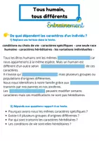 Aperçu - Préparation de séance / Séance complète - SVT: Tous humains, tous différents - entrainement - Page de couverture