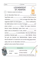 Vorschau - Arbeitsblätter - Lückentext St. Martin - Deckblatt