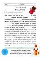 Vorschau - Arbeitsblätter - Lückentext Nikolaus - Deckblatt