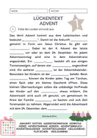 Vorschau - Arbeitsblätter - Lückentext Advent - Deckblatt