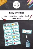 Vorschau - Stationenlernen - Easy writing - Dosendiktat school things - Deckblatt