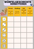 Vorschau - Arbeitsblätter - Würfelgeschichte Herbstferien + Vorlage - Seite 1