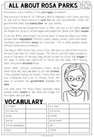 Vorschau - Arbeitsblätter - Rosa Parks Englisch – Reading Comprehension, Leseverstehen, Lesetext, Civil Rights Movement, USA, Vocabulary, Speaking | Arbeitsblatt, Aufgaben, differenziertes Unterrichtsmaterial 5., 6., 7., 8. Klasse - Seite 2