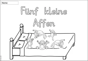 Vorschau - Arbeitsblätter - Heft: 5 Little Monkeys - 5 Kleine Affen (Erstes Zählen) auf dt./engl. - Seite 2