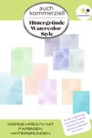 Vorschau - Mal- und Bastelvorlagen - 10 Hintergründe Watercolor Style | auch kommerziell | für Unterrichtsmaterial - Deckblatt